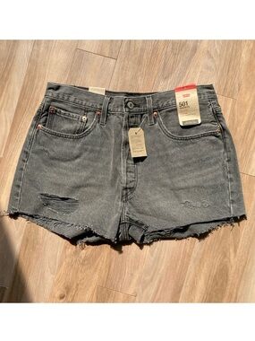 Levi’s 501 jean short distressed high rise 501 jean cotton cutoff denim short 32